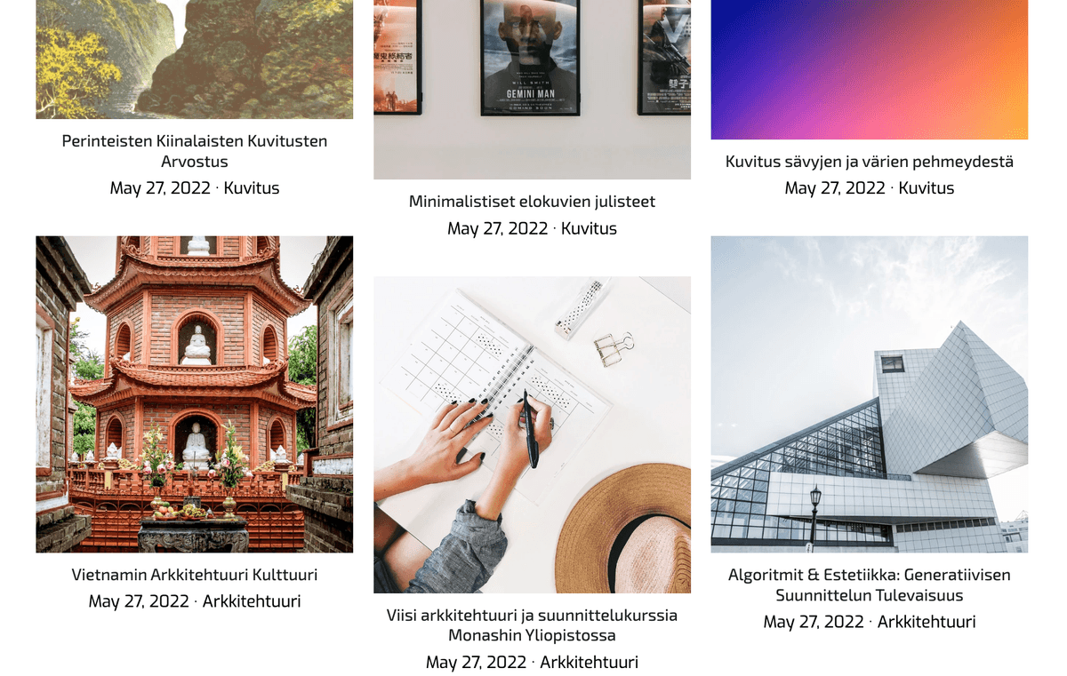 Design Corner -yritysblogin mallipohja Strikinglyltä