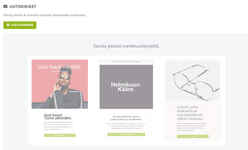 Strikingly-uutiskirjeominaisuus