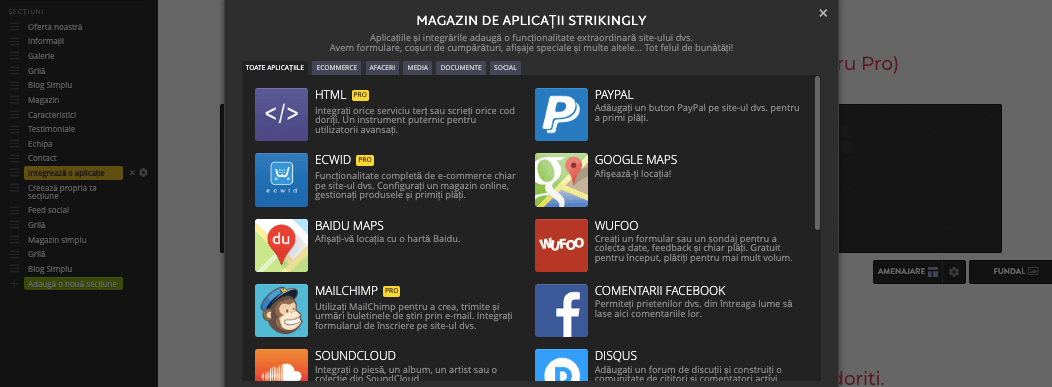 Cum să lansezi o afacere pentru pensionari cu Strikingly - Integrează aplicațiile Strikingly