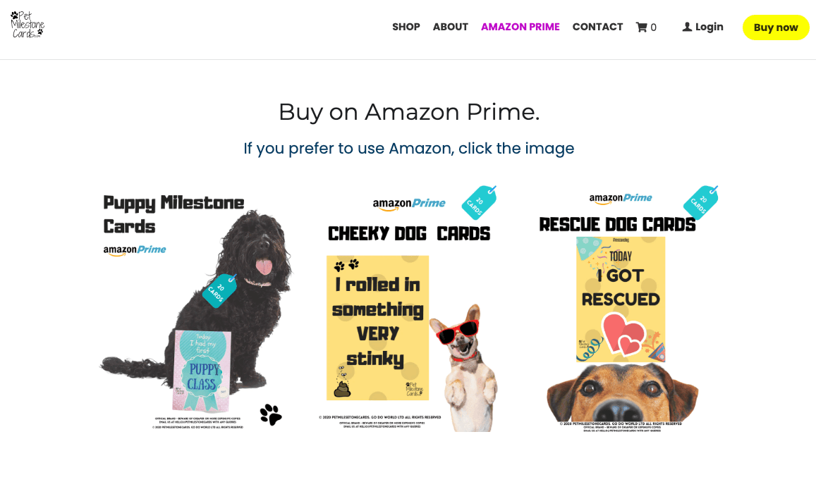 Kuva otettu Strikingly-käyttäjän verkkosivustolta - PetMileStone Cards 