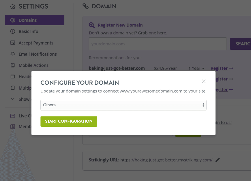 Tutorial DNS Strikingly