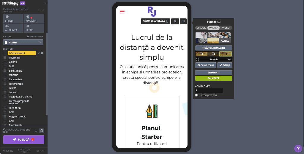 Editor Mobil Strikingly
