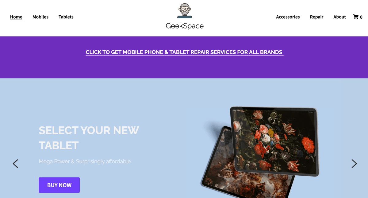 Geek Space Multi-Page șablon de site web de la Strikingly