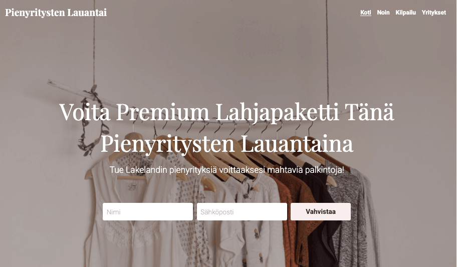 Small Biz Contest Sivuston malli Strikinglyltä