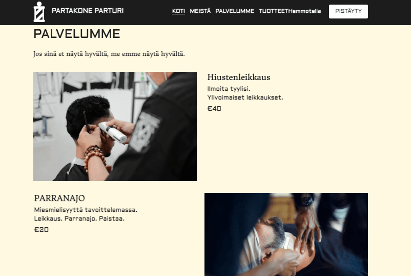 Razor Barber Service -yritysmalli Strikinglyltä