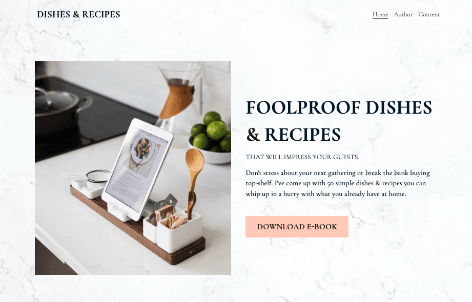 Szablon Pobierania Cyfrowego Potrawy i Przepisy od Strikingly