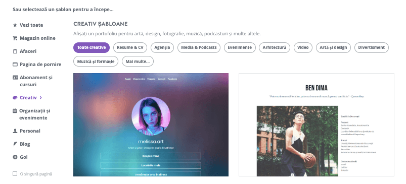 Cum să folosești tendințele de design de logo pe Strikingly - Alege un șablon relevant