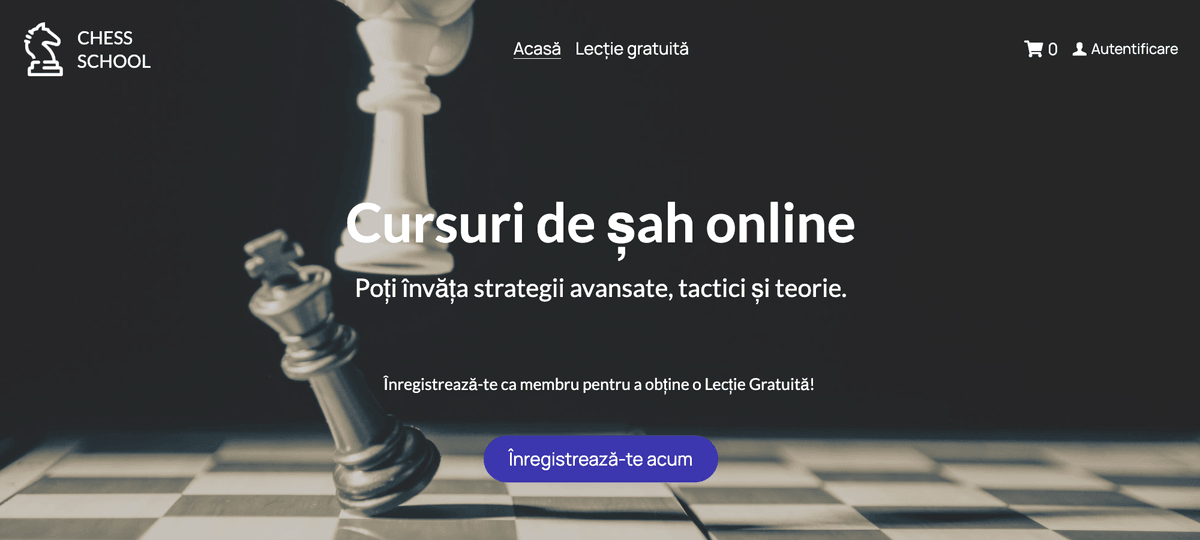 Șablon școala de șah de la Strikingly