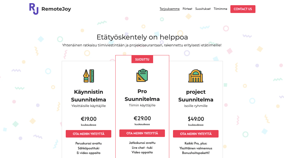 Remote Joy Template from Strikingly