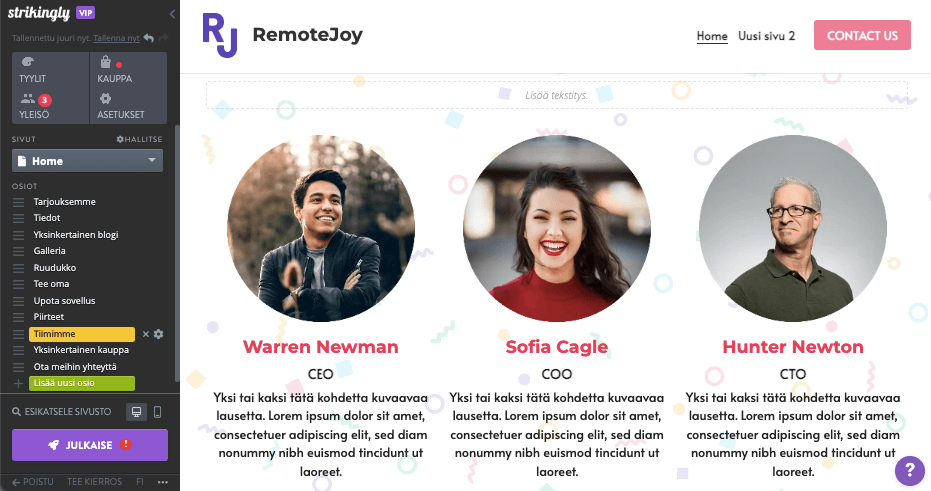 Aloitussivun korottaminen aloitussivun esimerkin avulla – suosittelut ja luottamuselementit