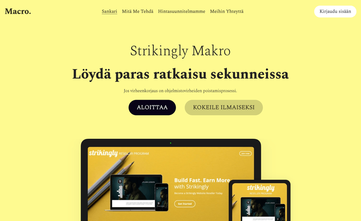 Makro-malli Strikinglyltä