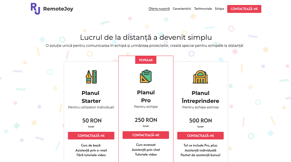 Șablon Remote Joy de la Strikingly