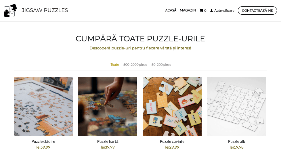 Șablon de puzzle de la Strikingly