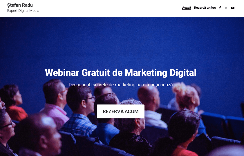 Șablon webinar de la Strikingly