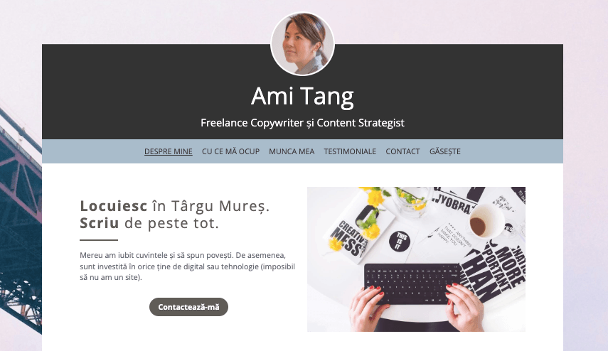 Șablon de profil de la Strikingly