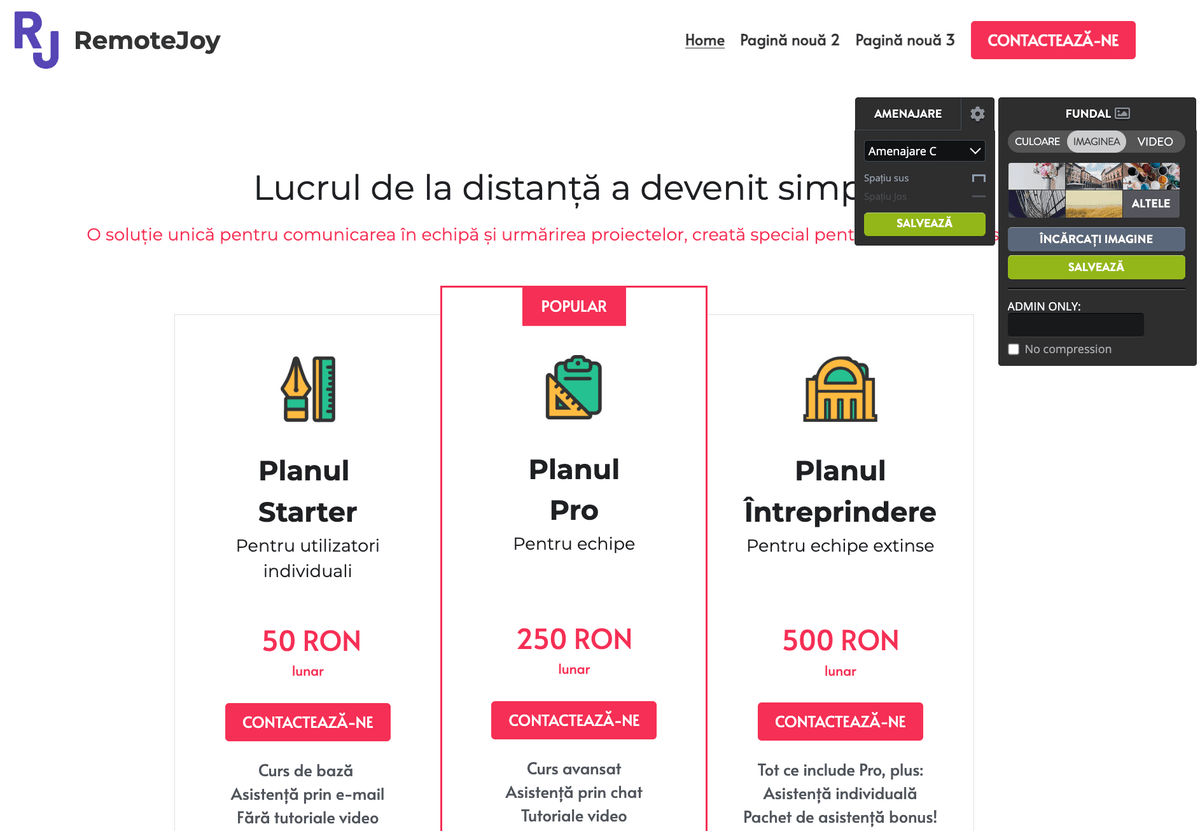 Utilizarea unui editor de site cu drag & drop