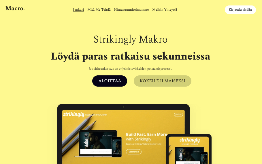 Makro-verkkosivustomalli Strikinglyltä