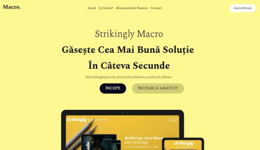 Șablon Macro de la Strikingly