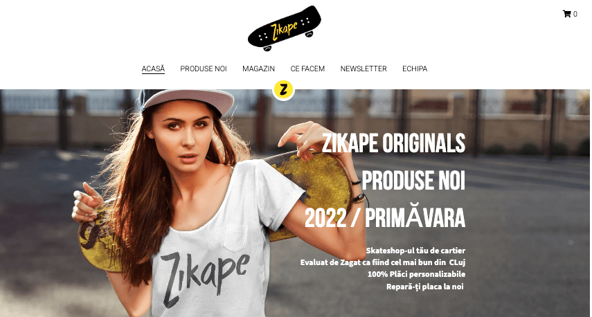 Șablonul magazinului online Zikape de la Strikingly