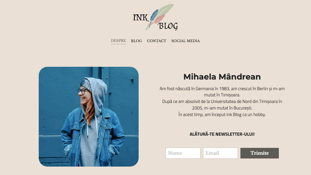 Șablon Blog Ink de la Strikingly