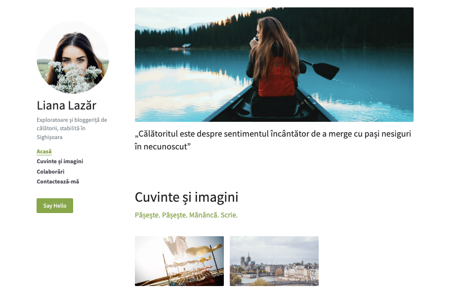 Blog șablon de la Strikingly