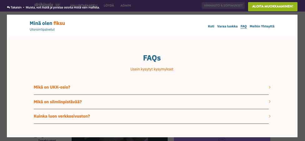 Toteuta hyvä asiakaspalvelu Strikinglyn avulla - Usein kysytyt kysymykset -osio