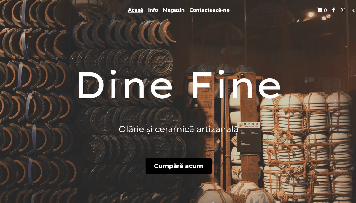 Șablonul Dine Fine de la Strikingly