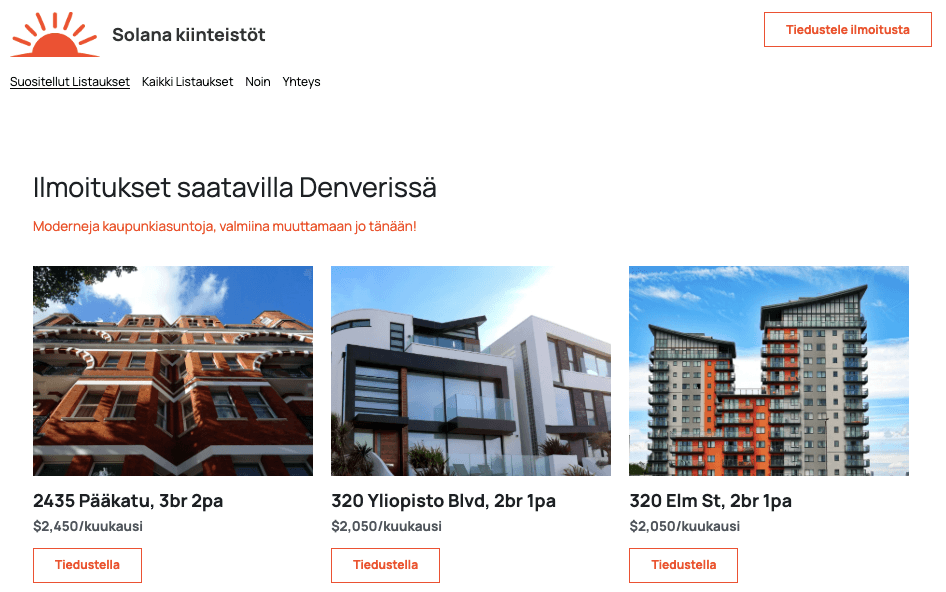 Strikinglyn Solana kiinteistömalli