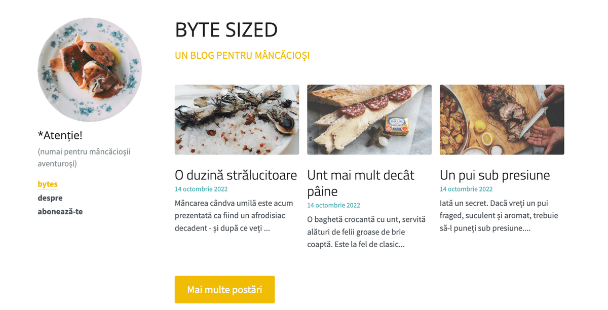 Șablonul de blog de dimensiuni mici de la Strikingly