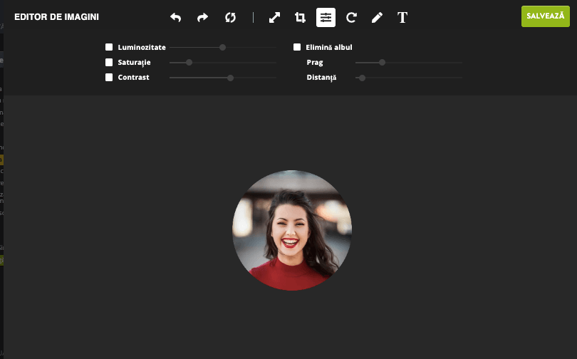 Editor de imagini Strikingly