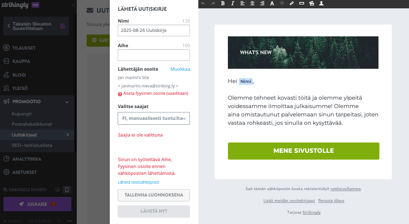 Toimitusketjun pulatilanteiden hallinta Strikinglyn avulla - asiakasviestintä