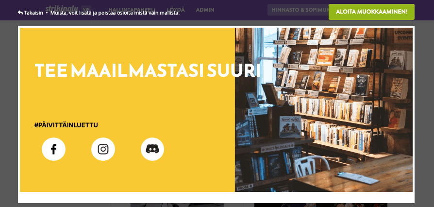 Aloitussivupelin nostaminen esimerkkinä aloitussivusta – sosiaalisen median integrointi