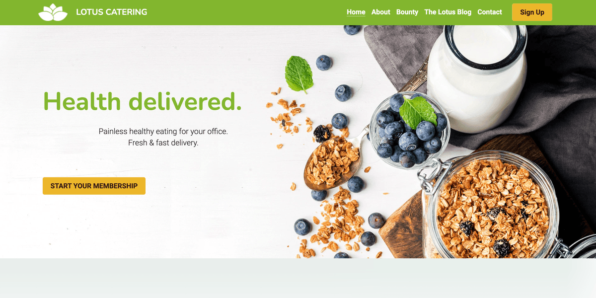 Szablon Lotus Catering z Strikingly