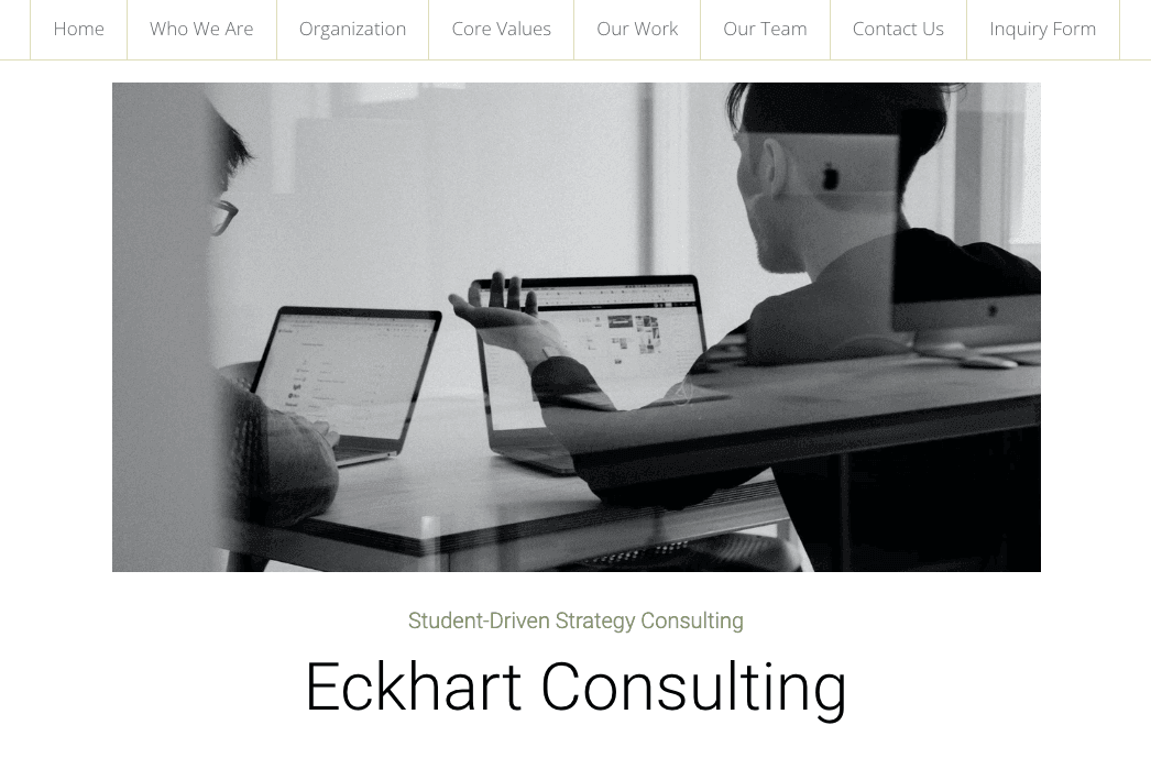 Șablonul Eckhart Consulting de la Strikingly