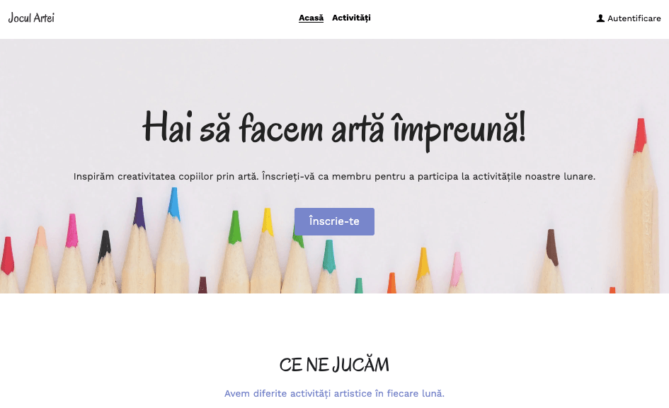 Șablon Art Player de la Strikingly