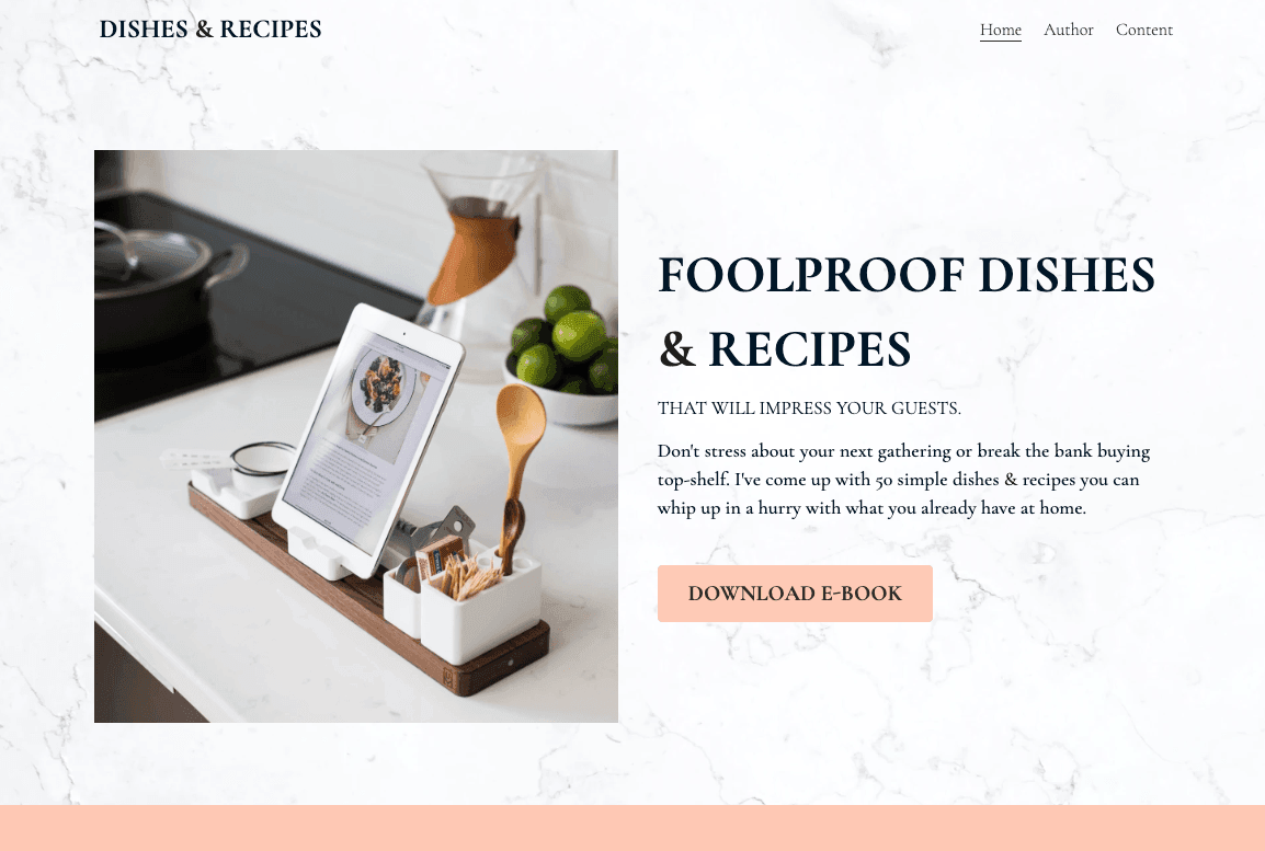 Szablon dań i przepisów od Strikingly