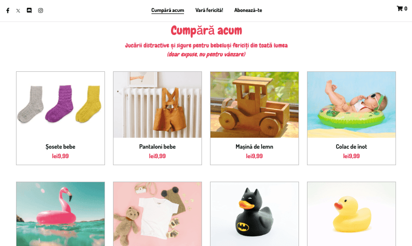 Șablonul Peggi Retail Store de la Strikingly