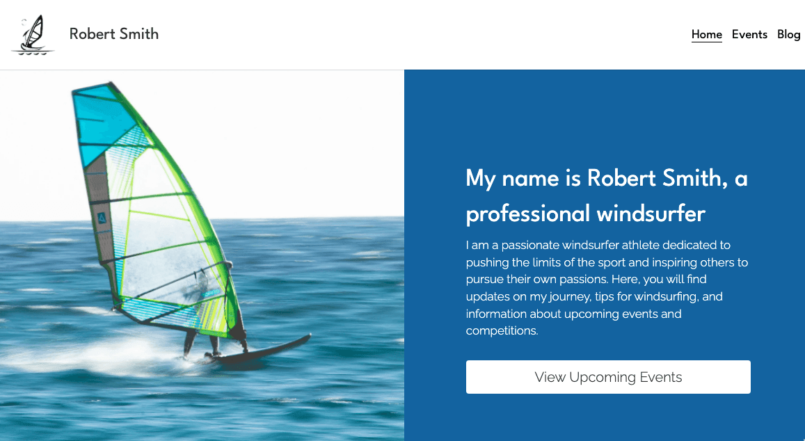 Szablon Windsurfer od Strikingly