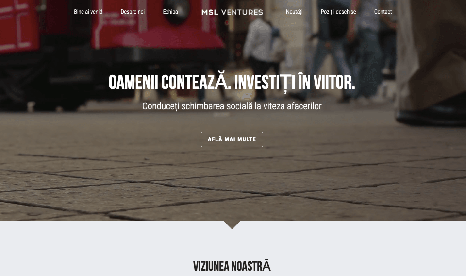 Șablonul MSL Ventures de la Strikingly