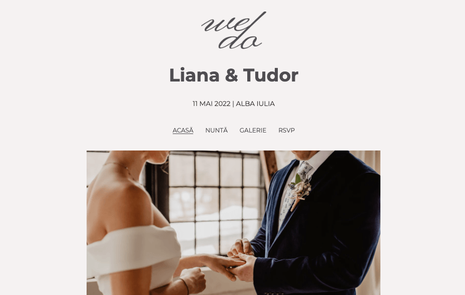 Șablonul de nunta Jasmine & Karl de la Strikingly