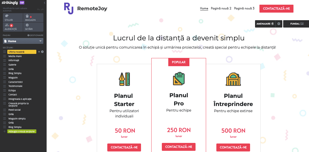 Eticheta social media cu Strikingly - Distribuiți conținut variat