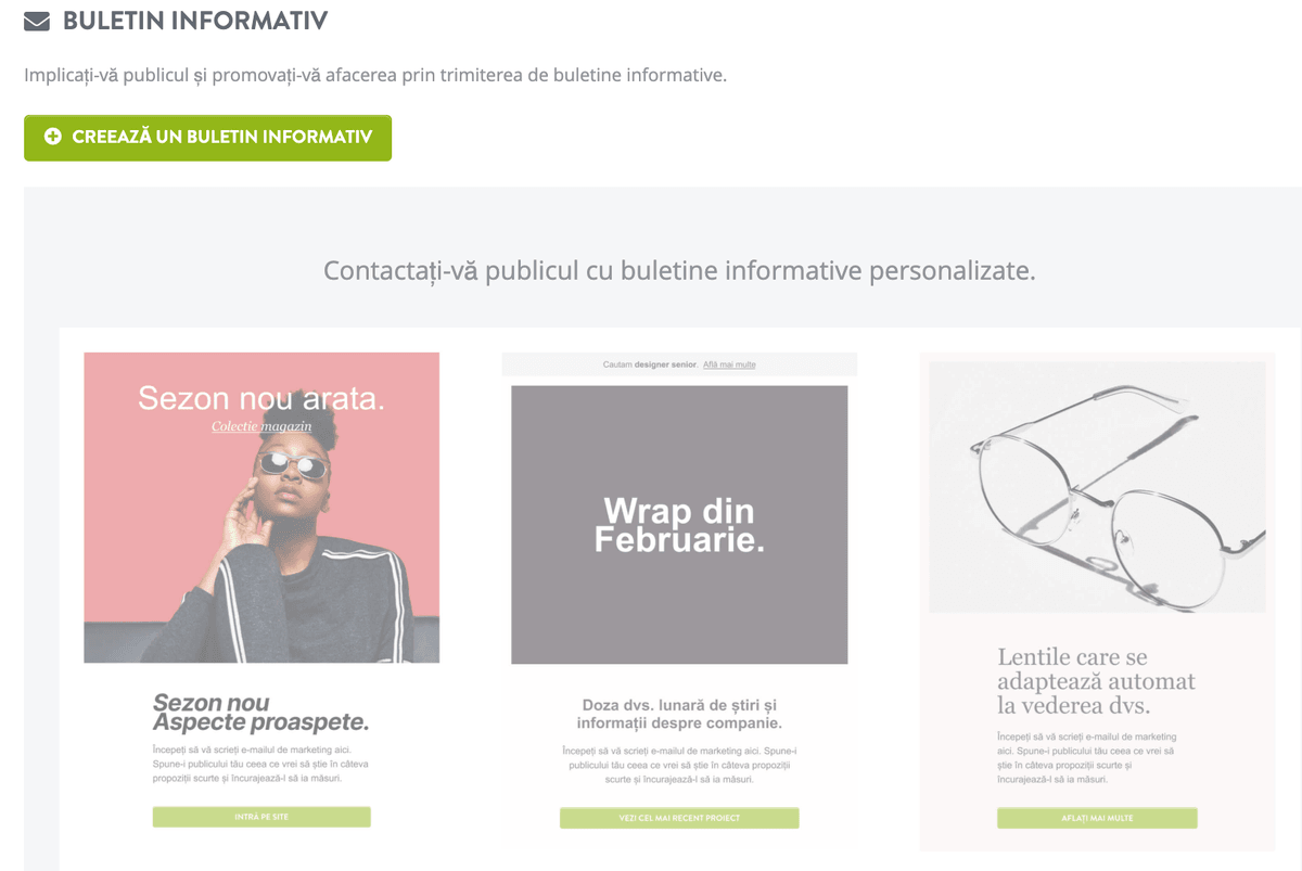 Strikingly buletin informativ caracteristică