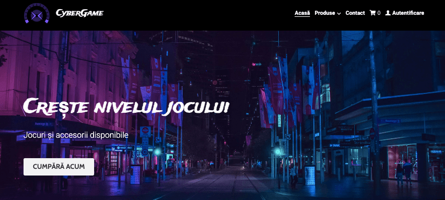 Șablonul CyberGame de la Strikingly