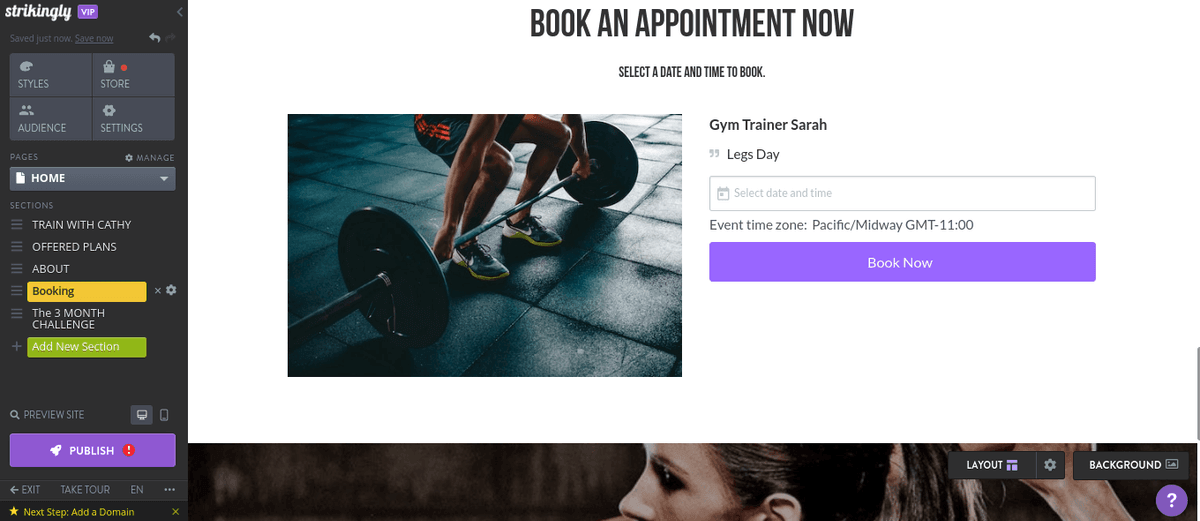 كيف يمكن لـ Strikingly المساعدة في إعلانات اللياقة البدنية - الحجز والجدولة عبر الإنترنت