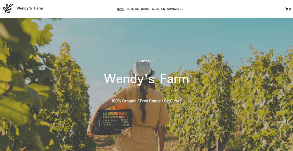 Szablon Wendy's Farm od Strikingly