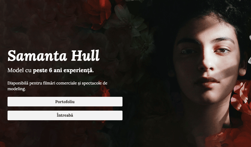 Șablonul Samantha Hull de la Strikingly