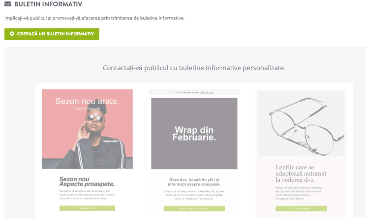 Funcția Newsletter Strikingly