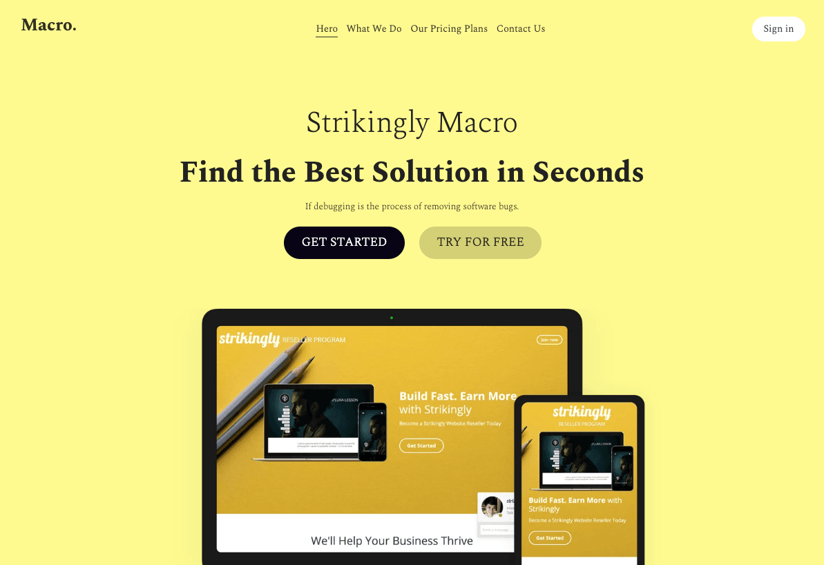 Szablon Makro z Strikingly