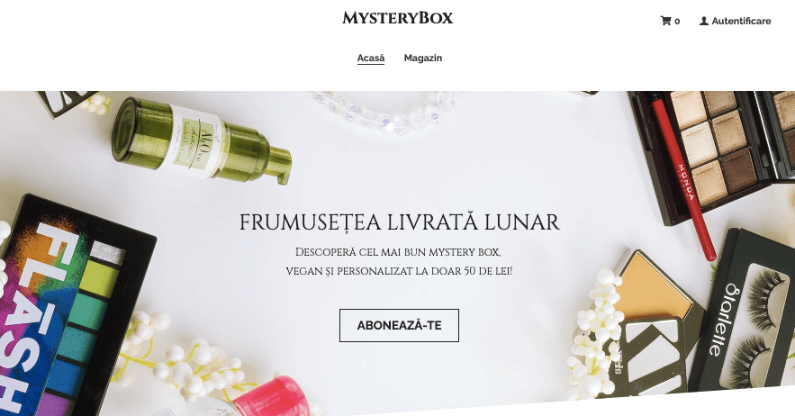 Șablon cutie misterioasă de la Strikingly