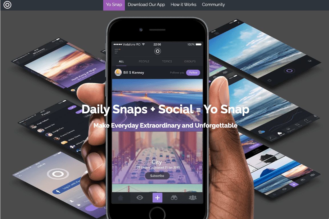 قالب Snap من Strikingly